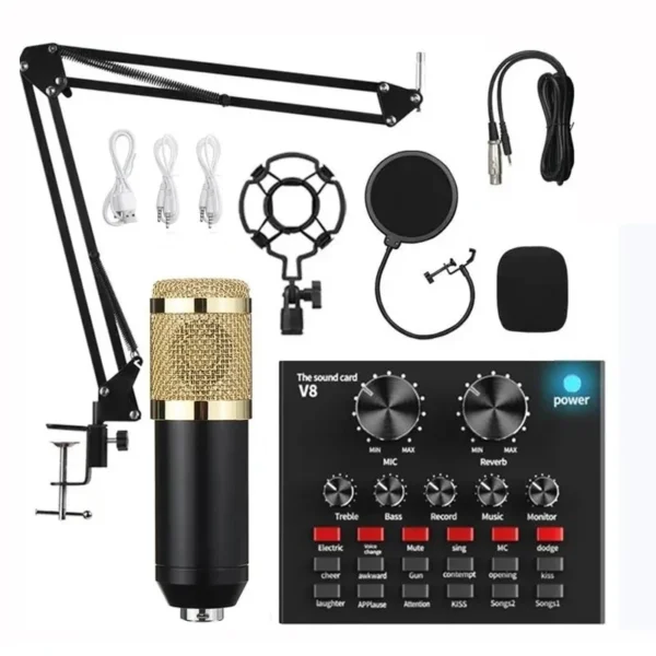 Wholesale V8 Sound Card with BM800 Microphone for Audio Condenser Mic Studio Singing bm800 condenser microphone - Image 6