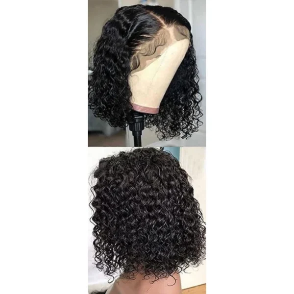 8-14inch 10A Indian Water Wave Bob 13*4 Frontal Human Hair Lace Wig Short Hair Charismatic Younger Curly Hairstyles