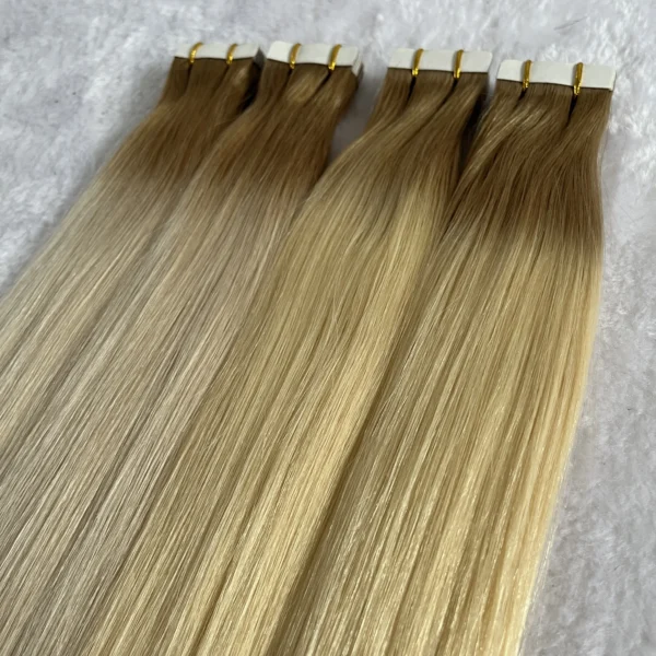 Best Long lasting Seamless Invisible Tape Hair Extensions Virgin Remy Tape In Hair Extensions Russian Remy Human Double Drawn - Image 4