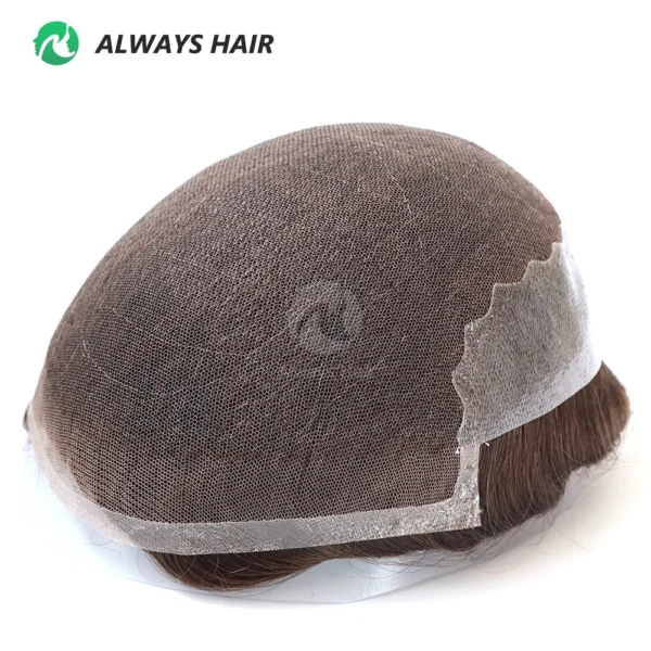 Natural Indian Hair French and PU Q6 Men Toupee Hand Tied Hair Patch for Men - Image 6