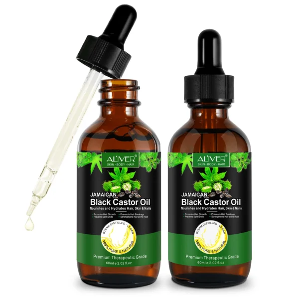 ALIVER 60Ml Pure Jamaican Black Castor Essential Oil Scalp Hair Strengthening Oil Infused Biotin And Encourages Growth Hair Oil - Image 2