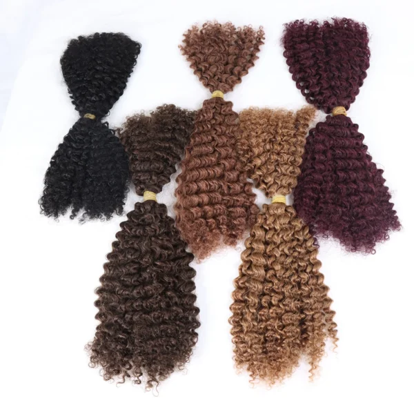 Wet and Wavy Bulk Human Hair For Braiding No Weft Kinky Curly Bulk Human Hair Braiding Bundles Hair Extension Kinky Curl - Image 3