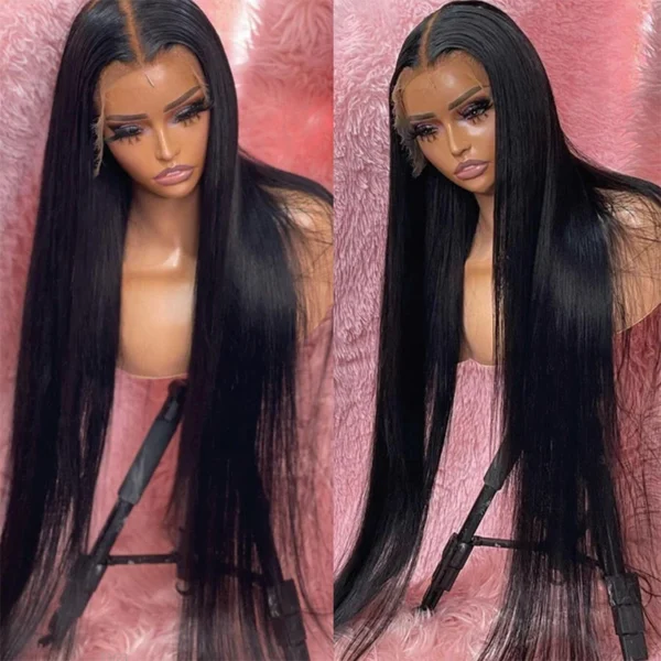 150% Silky Straight Natural Frontal Wig 13x4 Lace Frontal Wigs For Women Brazilian HD Transparent  Lace Front Human Hair Wig - Image 2