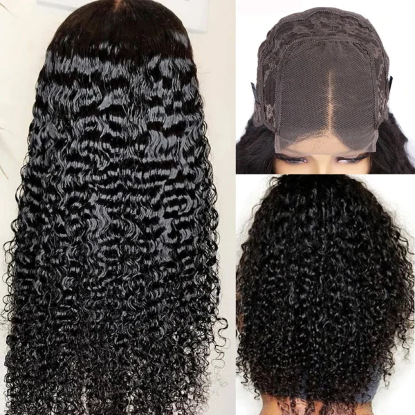 Cheap Raw Indian Human Hair Kinky Curly Wigs Pre Plucked 5X5 Hd Lace Closure Wigs For Black Women Water Wave Lace Front Wigs - Image 3