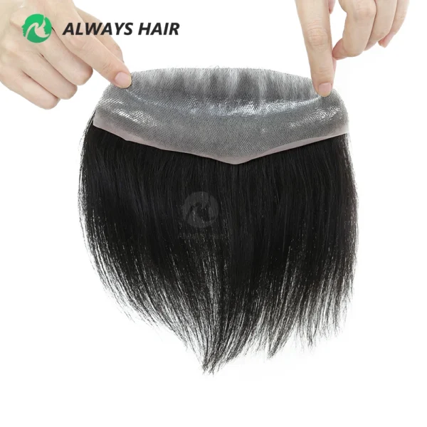 Dyeable Men Hairline Toupee Real Human Hair Forehead Hair Replacement - Image 6