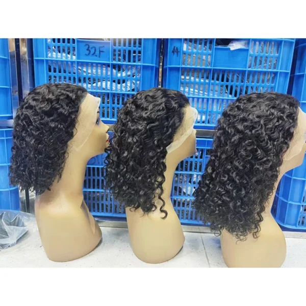 8-14inch 10A Indian Water Wave Bob 13*4 Frontal Human Hair Lace Wig Short Hair Charismatic Younger Curly Hairstyles - Image 4