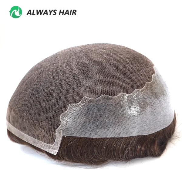 Natural Indian Hair French and PU Q6 Men Toupee Hand Tied Hair Patch for Men