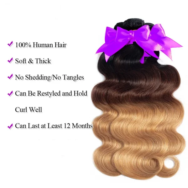 Human Hair Extensions deep curly bundles With Lace Closure 1B/4/27 Ombre body wave european hair brazilian hair bundles - Image 5