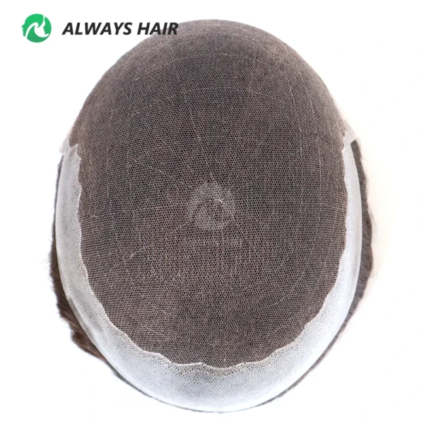 Natural Indian Hair French and PU Q6 Men Toupee Hand Tied Hair Patch for Men - Image 3