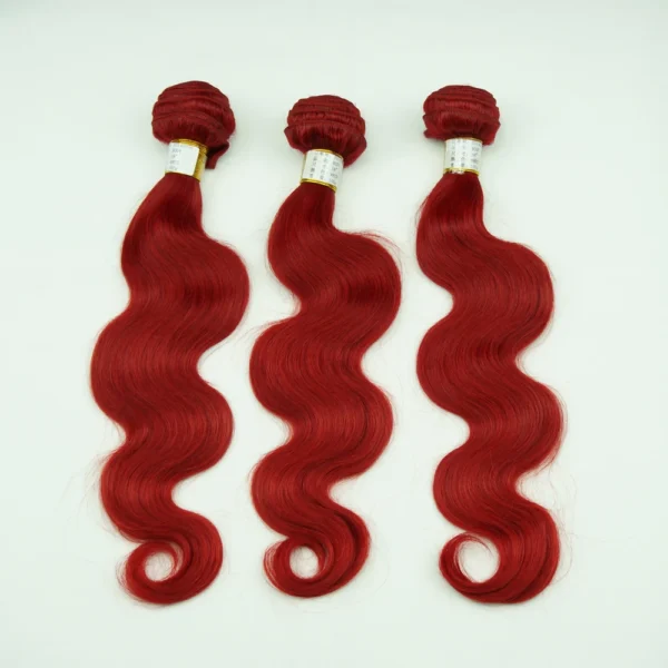 Unprocessed 100% virgin brazilian body wave red human closures weave hair bundles - Image 4