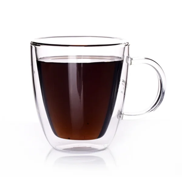 150ml 250ml 350ml 450ml High Borosilicate Double Wall Glass Coffee Cup Mug With Glass Handle