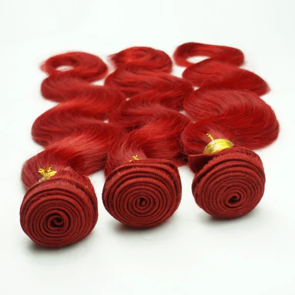 Unprocessed 100% virgin brazilian body wave red human closures weave hair bundles - Image 5