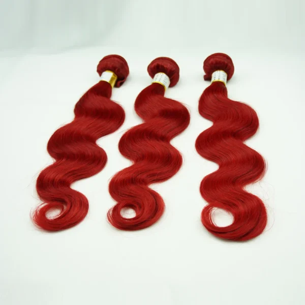 Unprocessed 100% virgin brazilian body wave red human closures weave hair bundles - Image 3