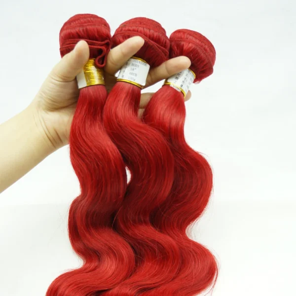 Unprocessed 100% virgin brazilian body wave red human closures weave hair bundles - Image 6