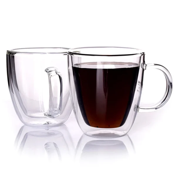 150ml 250ml 350ml 450ml High Borosilicate Double Wall Glass Coffee Cup Mug With Glass Handle - Image 6