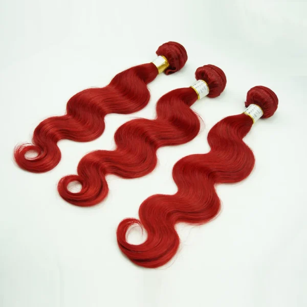 Unprocessed 100% virgin brazilian body wave red human closures weave hair bundles