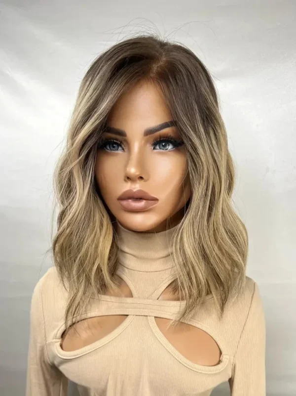 8-14 inches Blonde Highlight Color Body Wave Short Bob Cut Wig Virgin European Cuticle Human Hair Lace Front Wigs For Women - Image 4