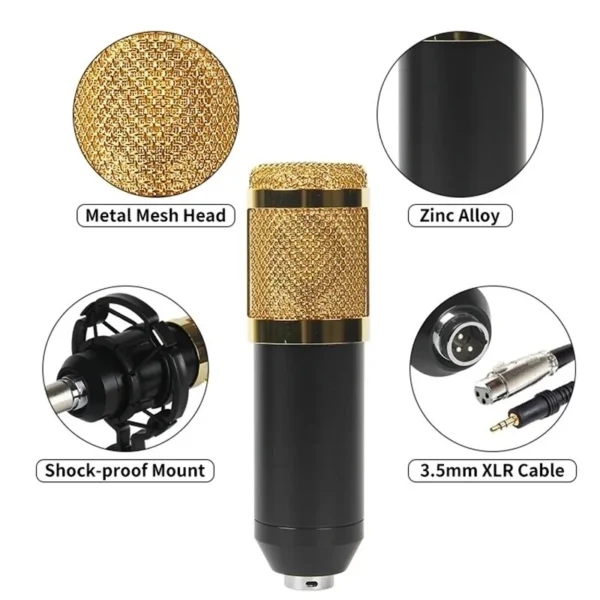 Wholesale V8 Sound Card with BM800 Microphone for Audio Condenser Mic Studio Singing bm800 condenser microphone - Image 4