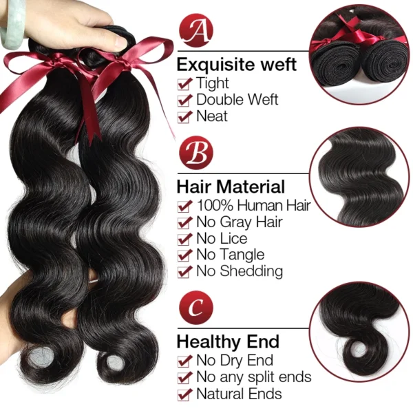 Free Shipping 3 Bundles 14 16 18 inch 10A Wholesale Brazilian Hair Weave Bundle Body Wave 100% Virgin Brazilian Hair - Image 2