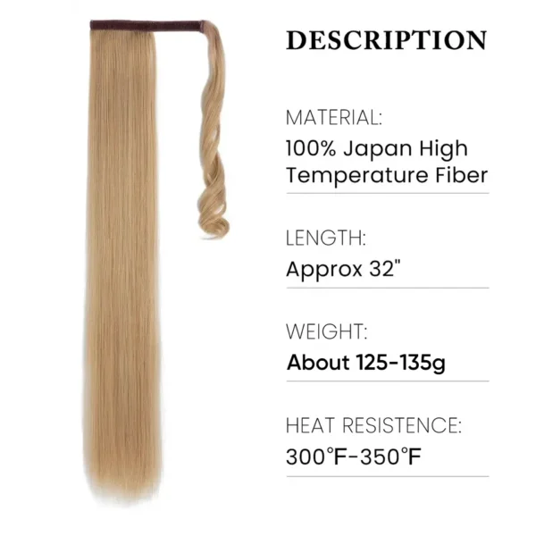 Wholesale SARLA 32 Inch Synthetic fiber Long Straight Clip In Hair Wrap Around Ponytail Extensions Wig For White Women