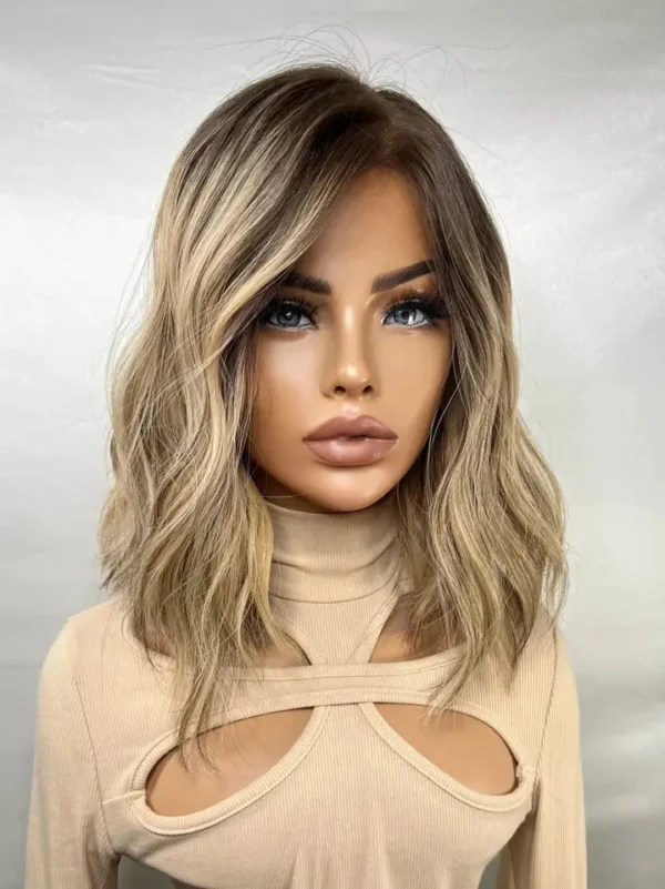 8-14 inches Blonde Highlight Color Body Wave Short Bob Cut Wig Virgin European Cuticle Human Hair Lace Front Wigs For Women - Image 3